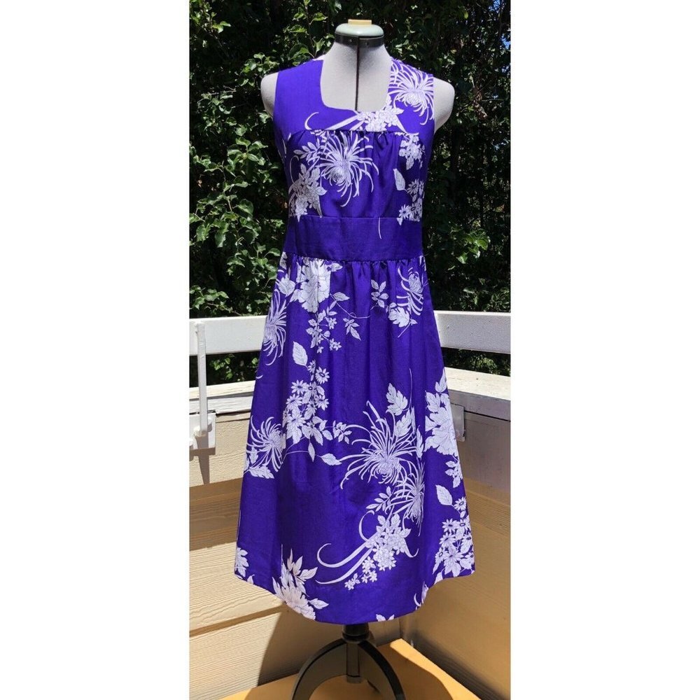 VTG 60s Paradise Hawaii Purple White Floral Dress
